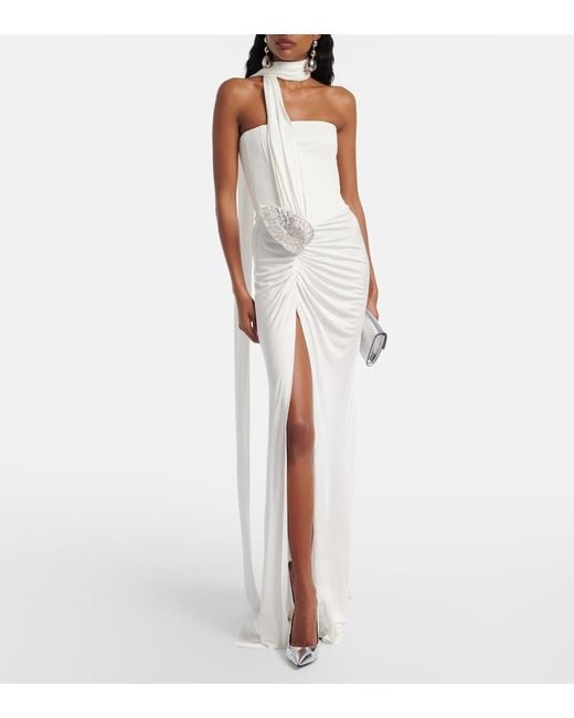 David Koma White Embellished Bustier Gown