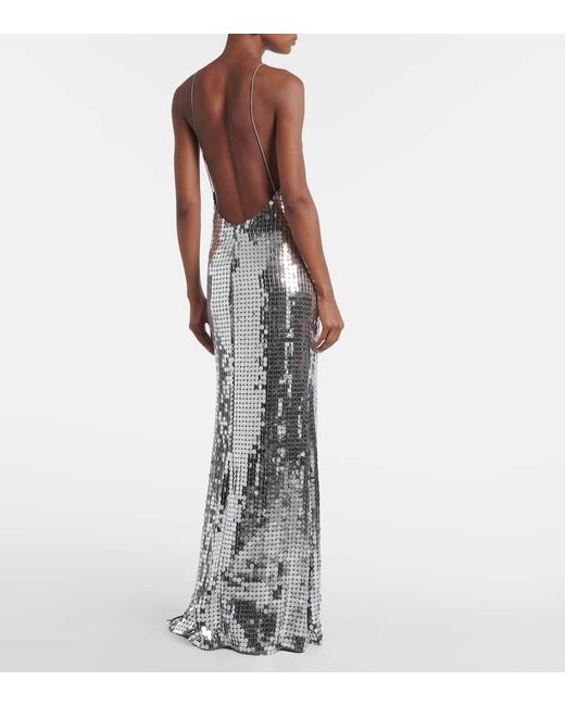 The New Arrivals Ilkyaz Ozel White Claudie Sequined Gown
