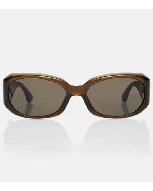 Saint Laurent Brown Sl Logo Rectangular Sunglasses