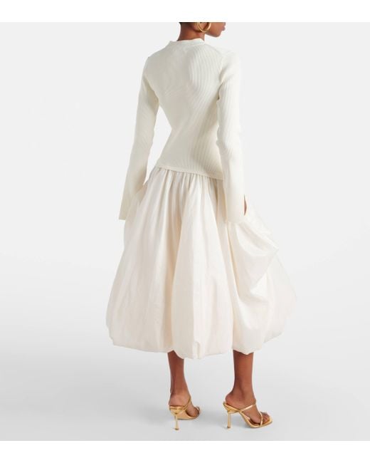 Jonathan Simkhai White Kenlie Taffeta-trimmed Midi Dress