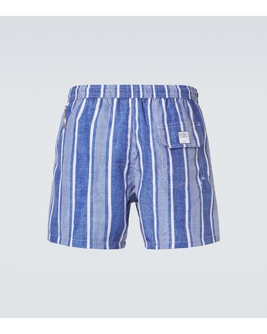 Fedeli Blue Striped Swim Trunks for men