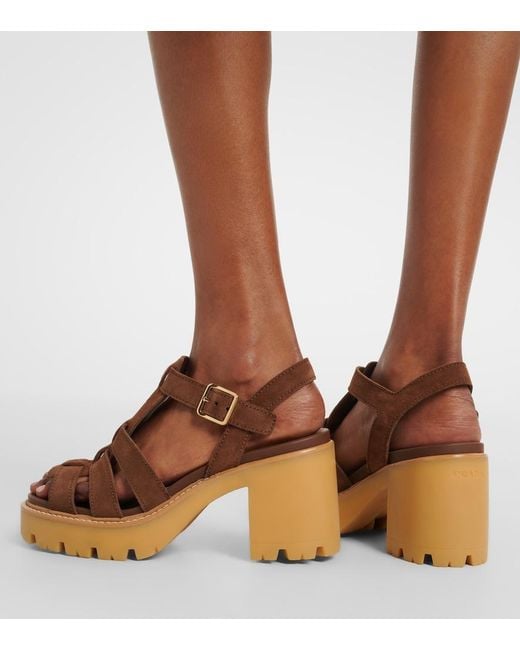 Prada Brown Suede Platform Sandals