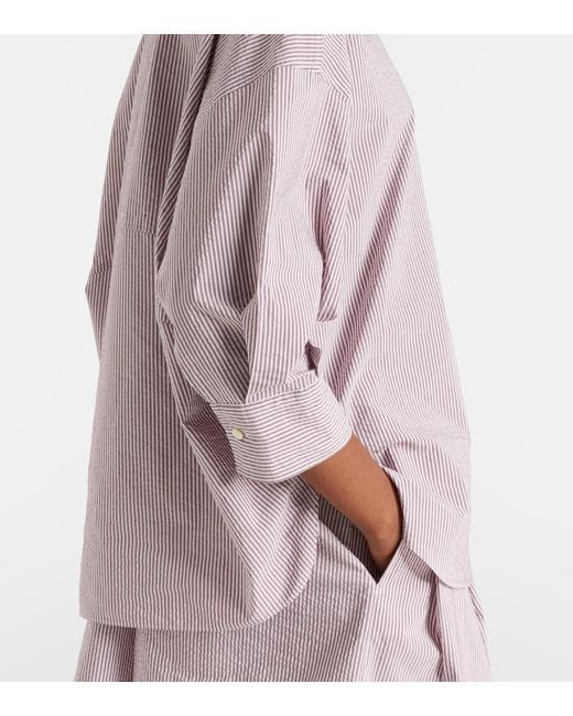 Brunello Cucinelli Pink Striped Cotton-Blend Shirt