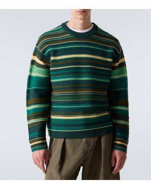 J.W. Anderson Green Striped Wool Sweater for men