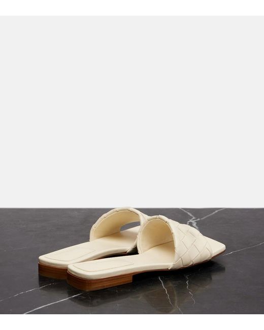 Bottega Veneta Natural Parco Intrecciato Leather Slides