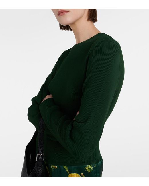 Burberry Green Printed Jersey And Satin Midi Dress