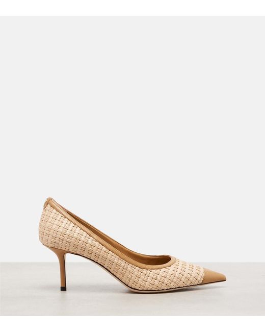 Jimmy Choo Brown Love 65 Raffia-Effect Pumps