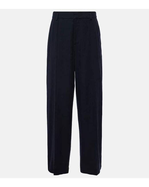 Vince Blue Linen-Blend Wide-Leg Pants