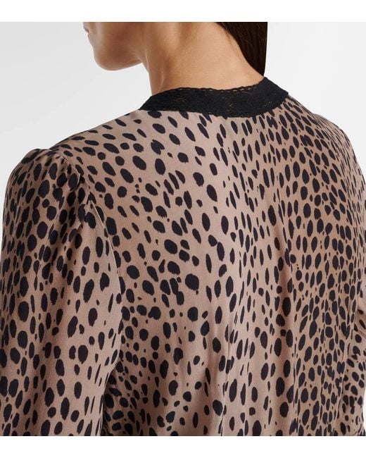 Rixo Natural Amina Printed Crepe De Chine Midi Dress