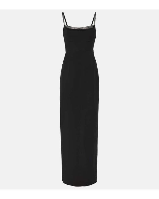Roland Mouret Black Embellished Wool And Silk Gown