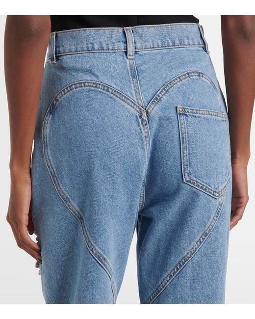 Area Blue Straight Jeans Mit Kristallen