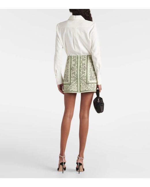 Zimmermann Green Matchmaker Printed Linen Miniskirt
