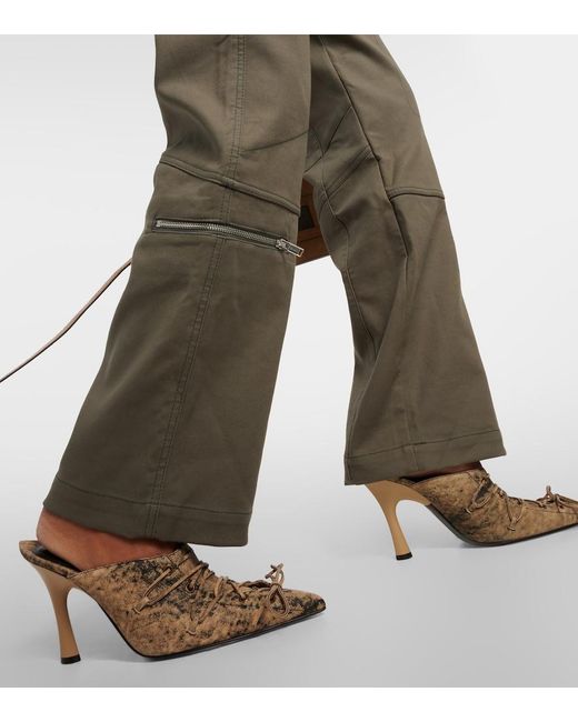 Dion Lee Green Mid-Rise Cotton Twill Cargo Pants