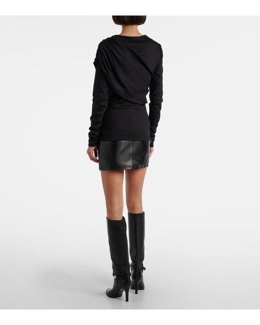 Isabel Marant Black Asna Draped Virgin Wool Top