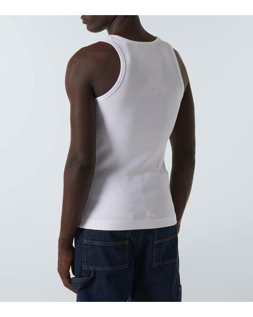 Tank top in maglia di cotone a coste di Givenchy in White da Uomo