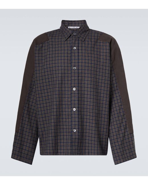 Acne Black Checked Cotton Shirt for men