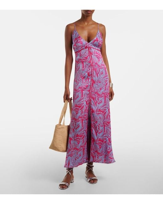 Poupette Purple Denise Printed Maxi Dress