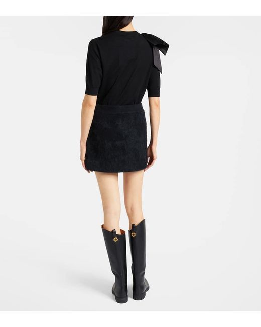 Dorothee Schumacher Black Fluffy Statement Wool-Blend Miniskirt