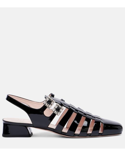 Roger Vivier Black Tres Vivier 25 Patent Leather Sandals