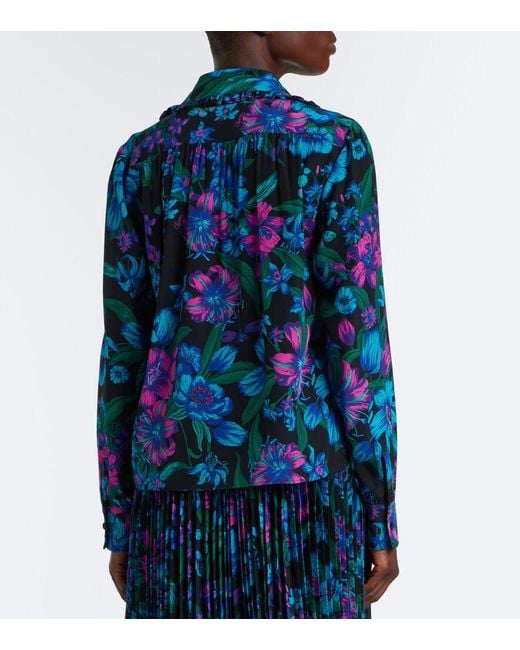 Gucci Blue Flora Silk Shirt