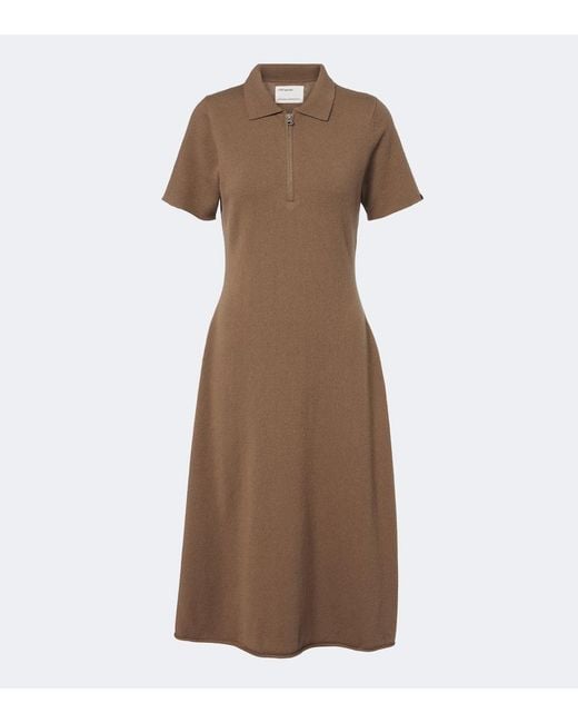Extreme Cashmere Brown N°497 Georgia Cashmere-Blend Polo Dress