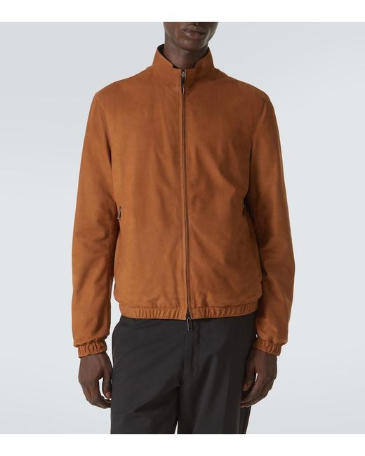 Zegna Brown Reversible Leather Blouson for men