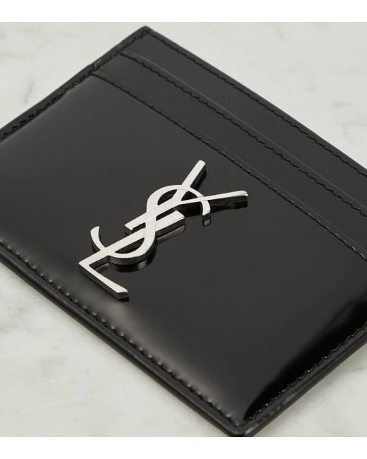 Saint Laurent Black Cassandre Leather Card Holder