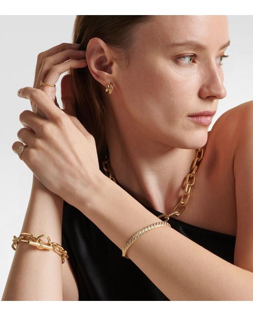 David Yurman Metallic Sculpted Cable 18Kt Bangle With Diamonds