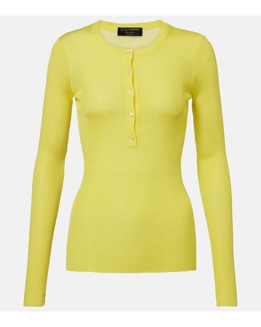 Dolce & Gabbana Yellow Ribbed-Knit Sweater