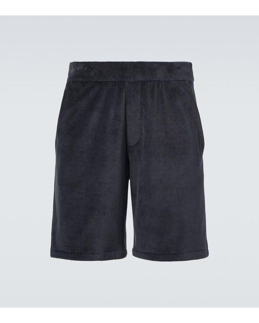 Loro Piana Blue Murano Cotton And Silk Velour Bermuda Shorts for men
