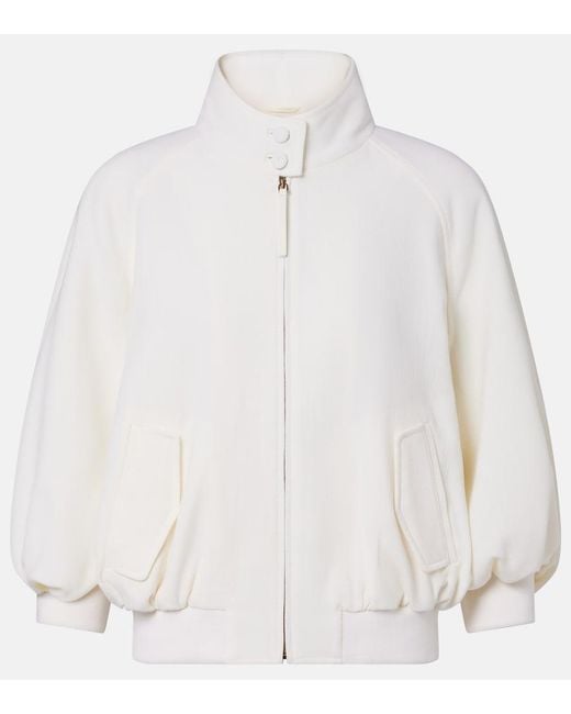 Gabriela Hearst White Aluin Virgin Wool Bomber Jacket