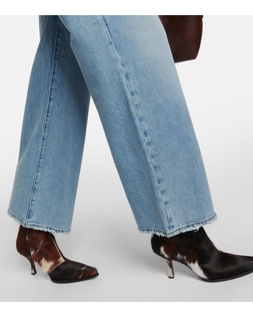 FRAME Blue Le Jane High-Rise Wide-Leg Jeans