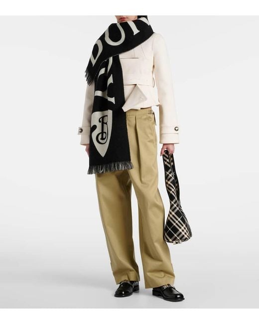 Burberry Black Reversible Wool Scarf