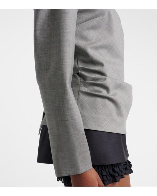Magda Butrym Gray Draped Wool Blouse