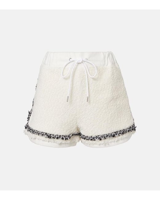 Sacai White Boucle Shorts