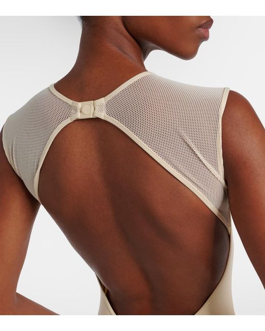 Eres White Unique Mesh-Trimmed Swimsuit