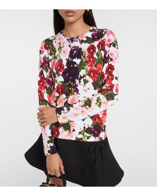 Oscar de la Renta Red Cardigan Aus Einem Baumwollgemisch