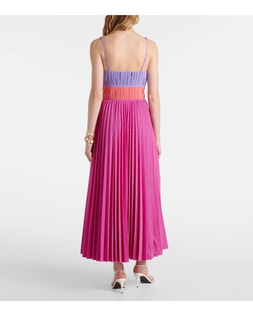 Jonathan Simkhai Pink Stephanie Pleated Poplin Midi Dress