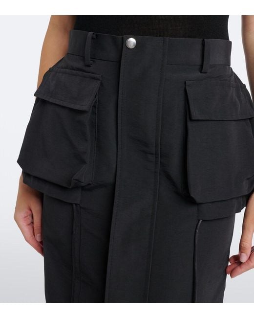 Sacai Black Cotton-Blend Zip-Up Midi Skirt