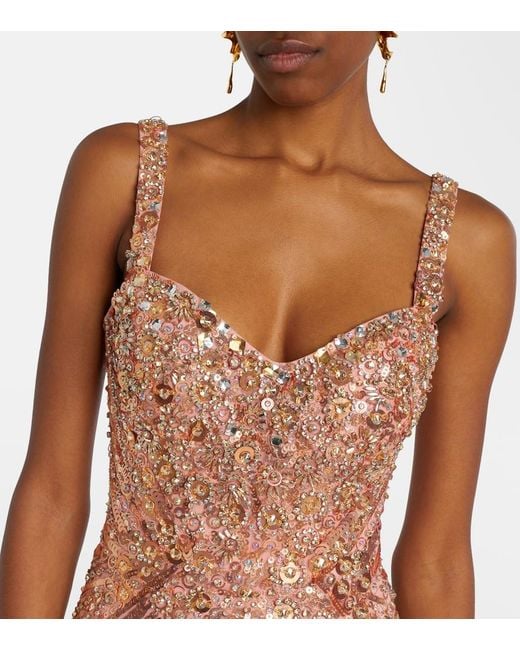 Jenny Packham Pink Da Vinci Embellished Bustier Gown