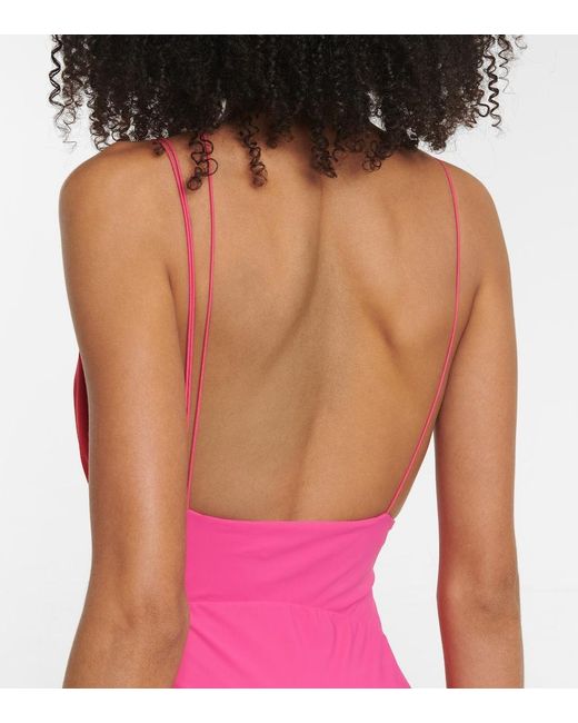 Nensi Dojaka Pink Cutout Asymmetric Swimsuit