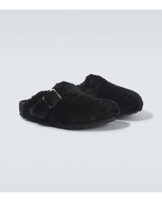 birkenstock boston wool lined mules