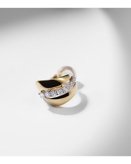 YEPREM Metallic Whisper 18Kt Ear Cuff With Diamonds