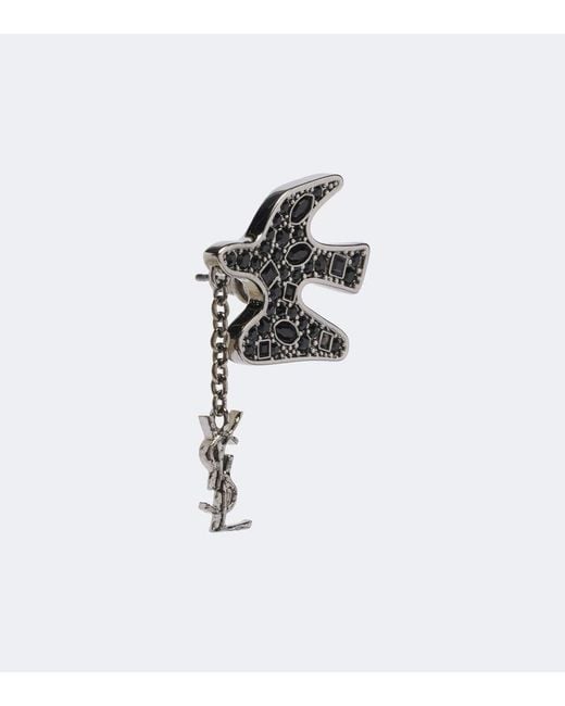 Saint Laurent Metallic Cassandre Crystal-Embellished Earrings