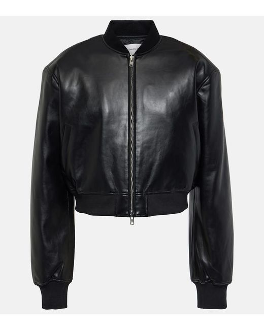 Frankie Shop Black Micky Faux Leather Bomber Jacket