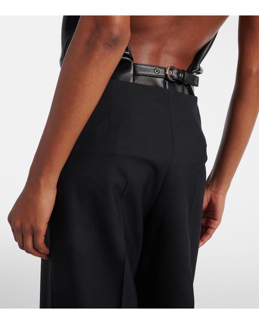 Khaite Black Walter Cropped Virgin Wool Flared Pants