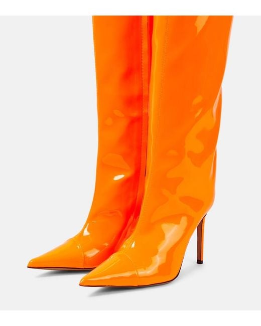 Alexandre Vauthier Orange Patent Leather Knee-High Boots