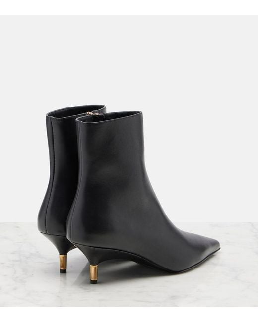Khaite Black Bella Leather Ankle Boots