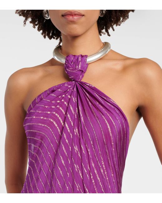 Robe longue en soie et Lurex® Johanna Ortiz en coloris Purple