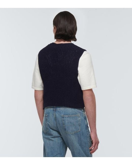 Our Legacy Blue Intact Ribbed-knit Cotton Sweater Vest for men